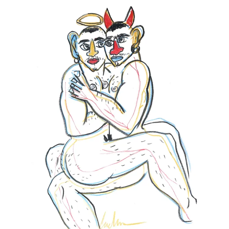 "HEAVEN COUPLE" – a unique, signed original created with wax crayons on paper.