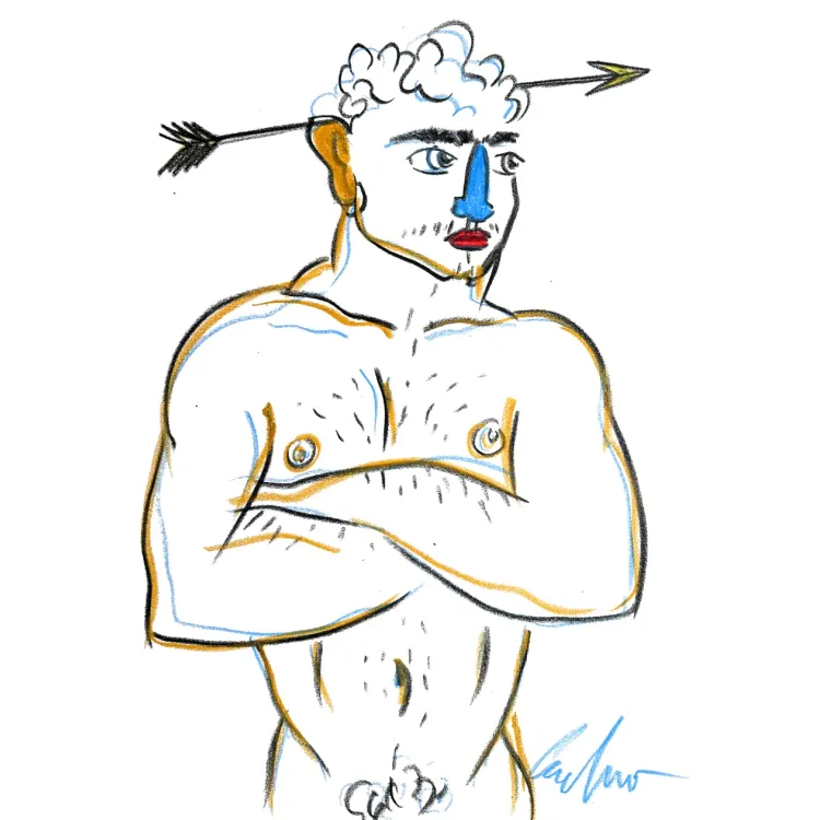 "ENAMORADO" – a unique, signed original created with wax crayons on paper.