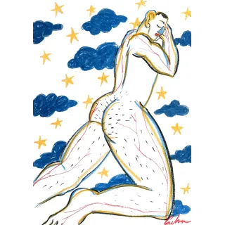 "DREAMY BOY" – a unique, signed original created with wax crayons on paper.