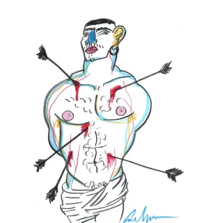 Obra original titulada "San Sebastián 79", firmada y única. Ceras sobre papel.