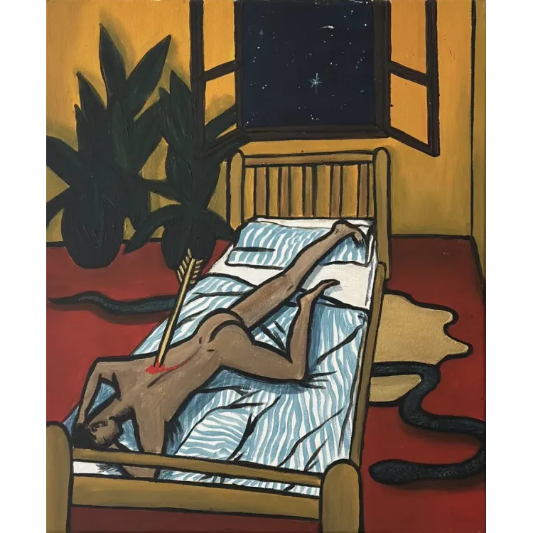 "SAINT SEBASTIAN IN THE NIGHT" – a unique, signed original painting