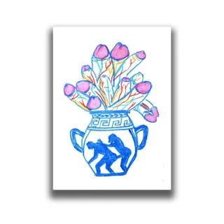 PRINT GREEK BOUQUET BLUE